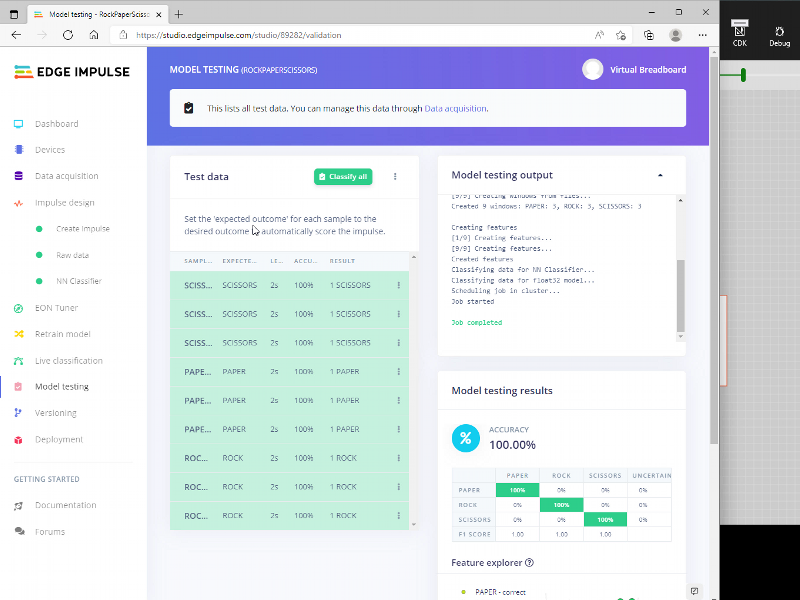 Model testing - Edge Impulse Documentation